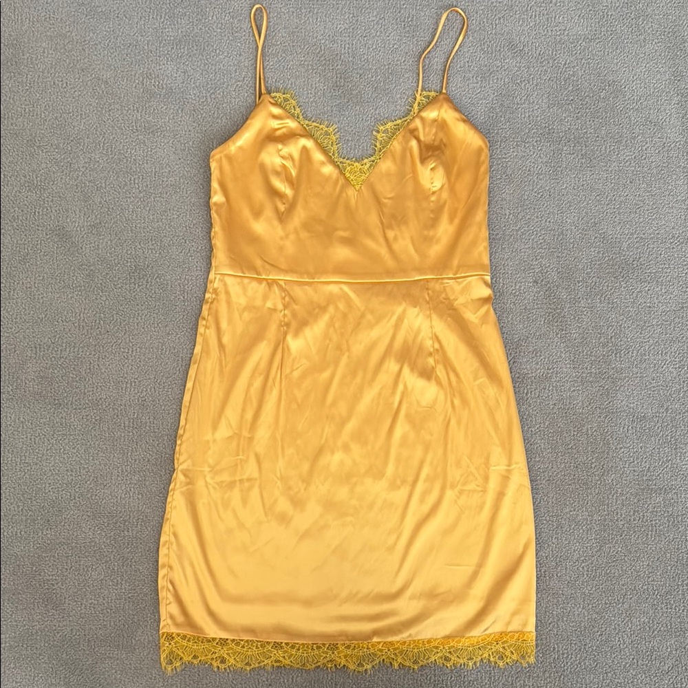Sunny Yellow Satin Slip Dress